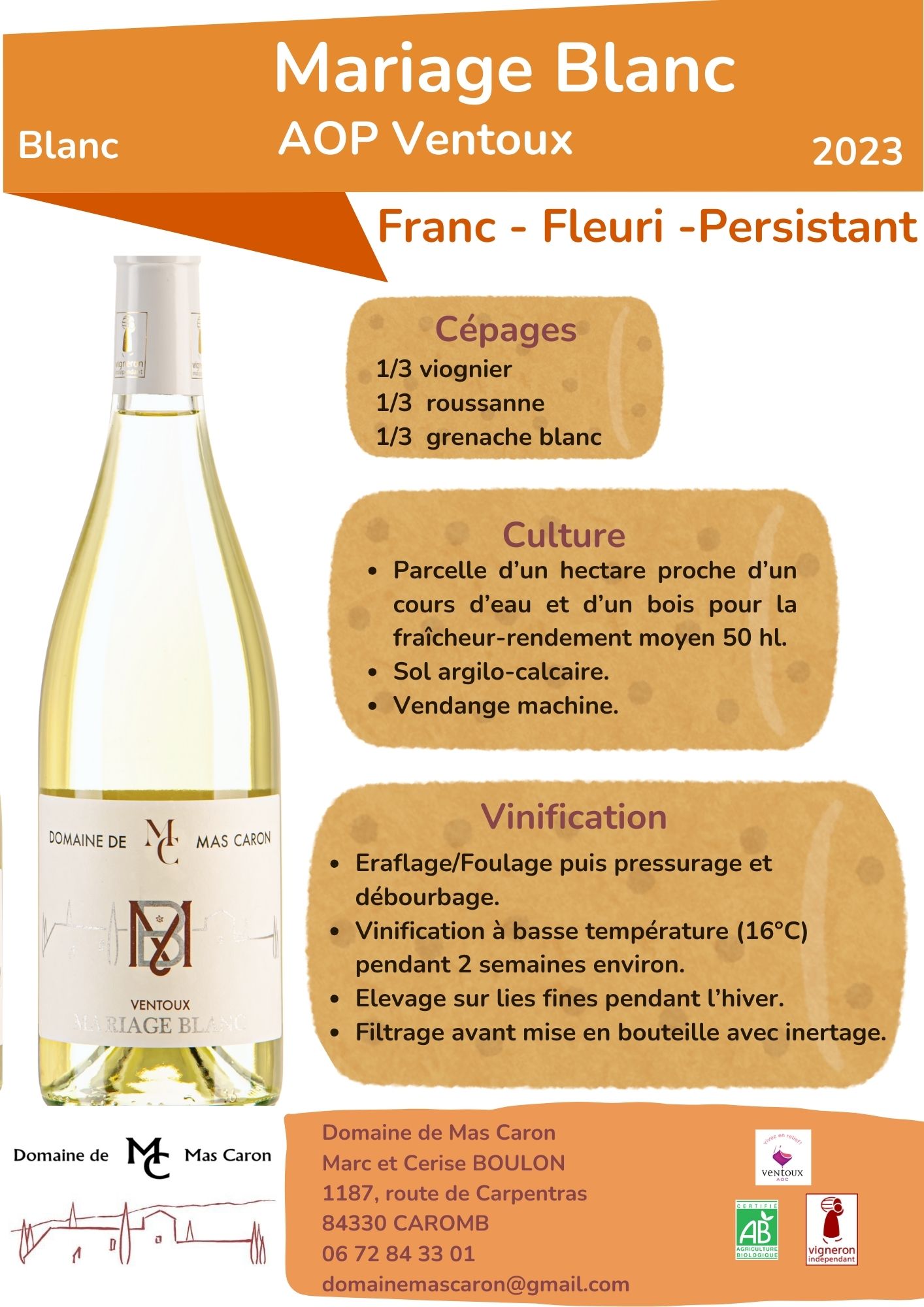 Mariage Blanc - AOC Ventoux - Blanc – Image 3